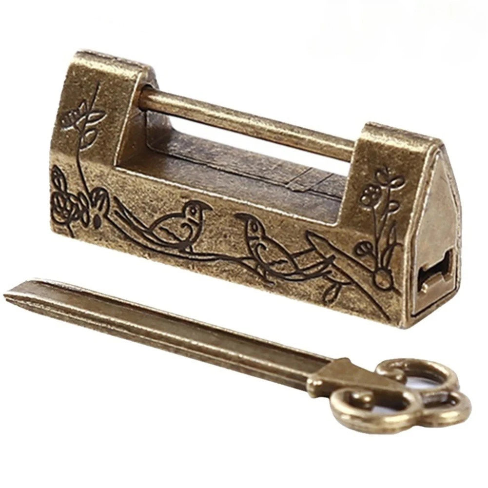 Antique Padlock with Key for Home Decor (Retro Zinc Alloy)