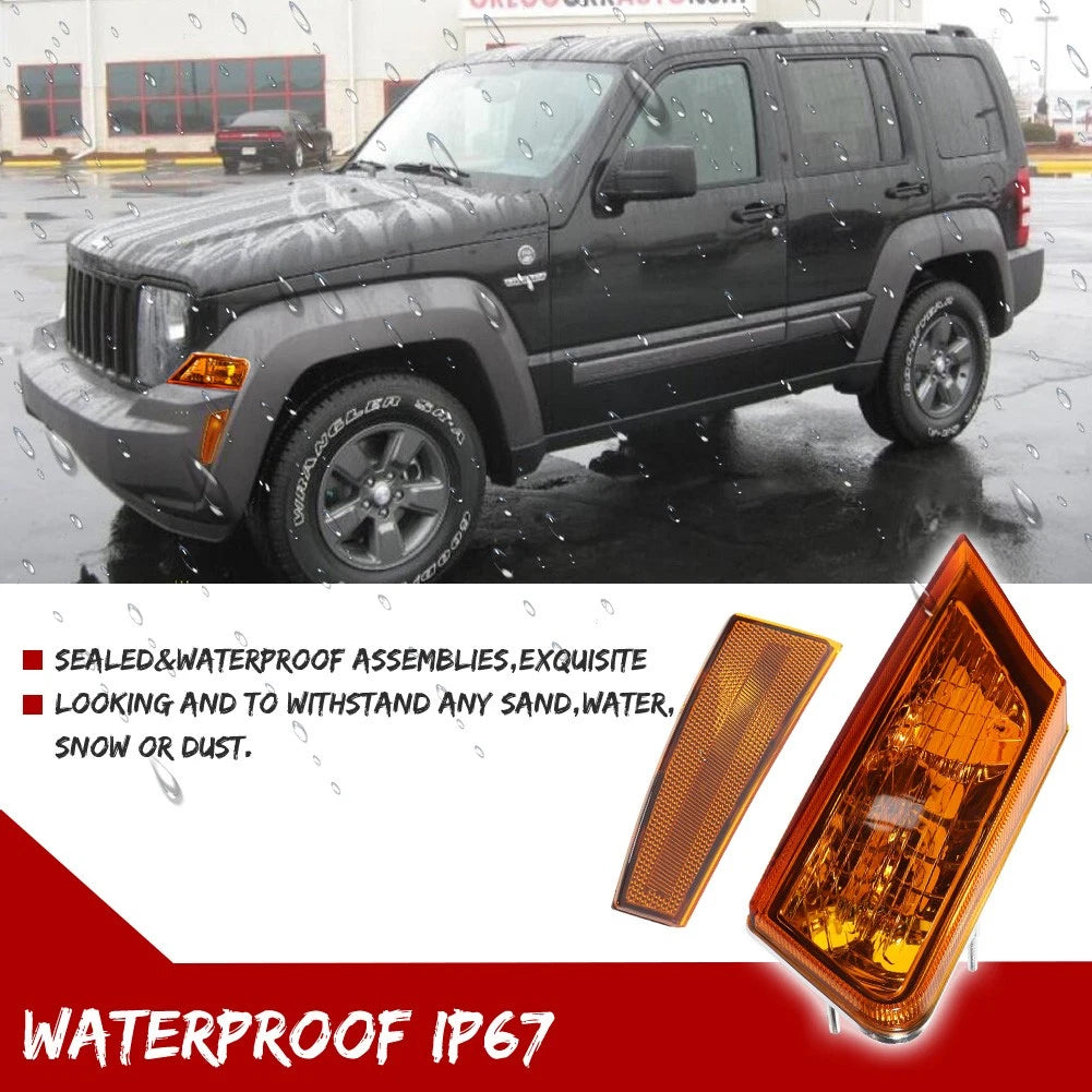 Combo Amber Bumper Signal + Side Marker Lights for Jeep Liberty (2008–2012)