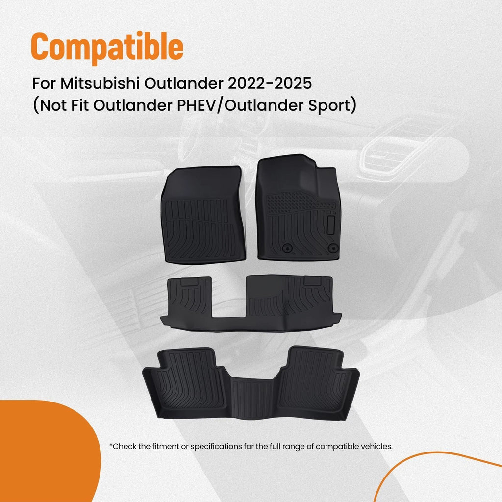 All Weather Floor Mats for Mitsubishi Outlander (2022–2025) Anti-Slip TPE