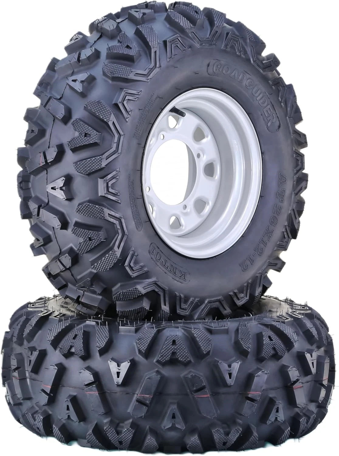 Set of 2 LIBRA ATV Tires & Wheels 26x12-12 6-Ply 4-156 PCD 4+3 Silver