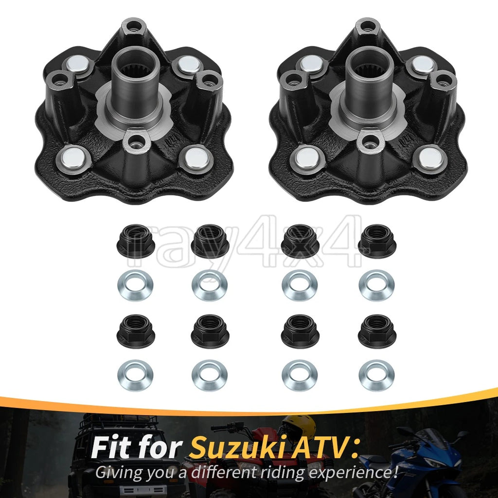 2 Front Wheel Hubs w/ Nuts for Suzuki Eiger 400, Vinson 500 (2002–2007) 54110-38F20