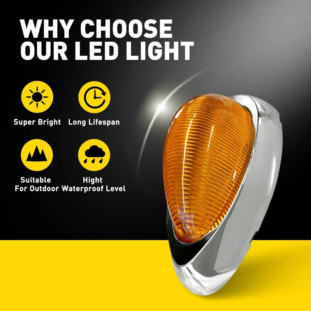 2X Amber LED Side Marker Lights for Freightliner Sleeper Cab (IP67, 12V)