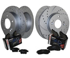 Front Rear Brake Kit Set of 4 Drilled Rotors Bosch Ceramic Pads for Hyundai Kia