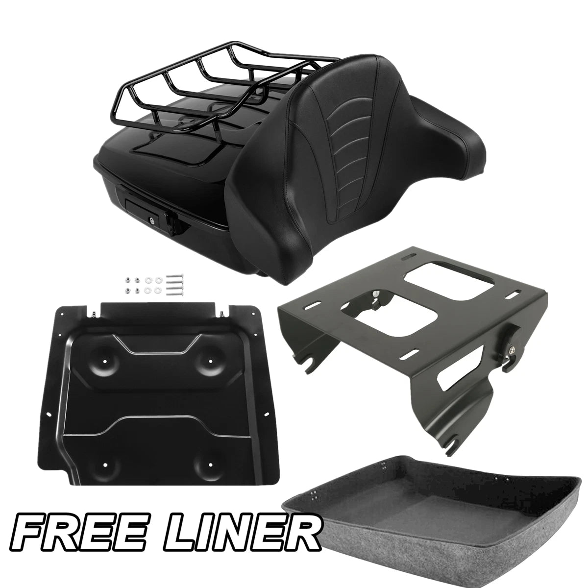 Chopped Trunk Pad Solo Mount Rack Plate for Harley Road Glide (2014–2023)
