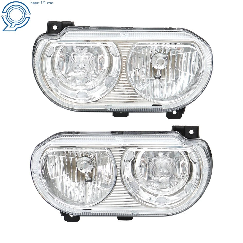 Set of 2 Halogen Headlight Assemblies for Dodge Challenger (2008-2014) Chrome