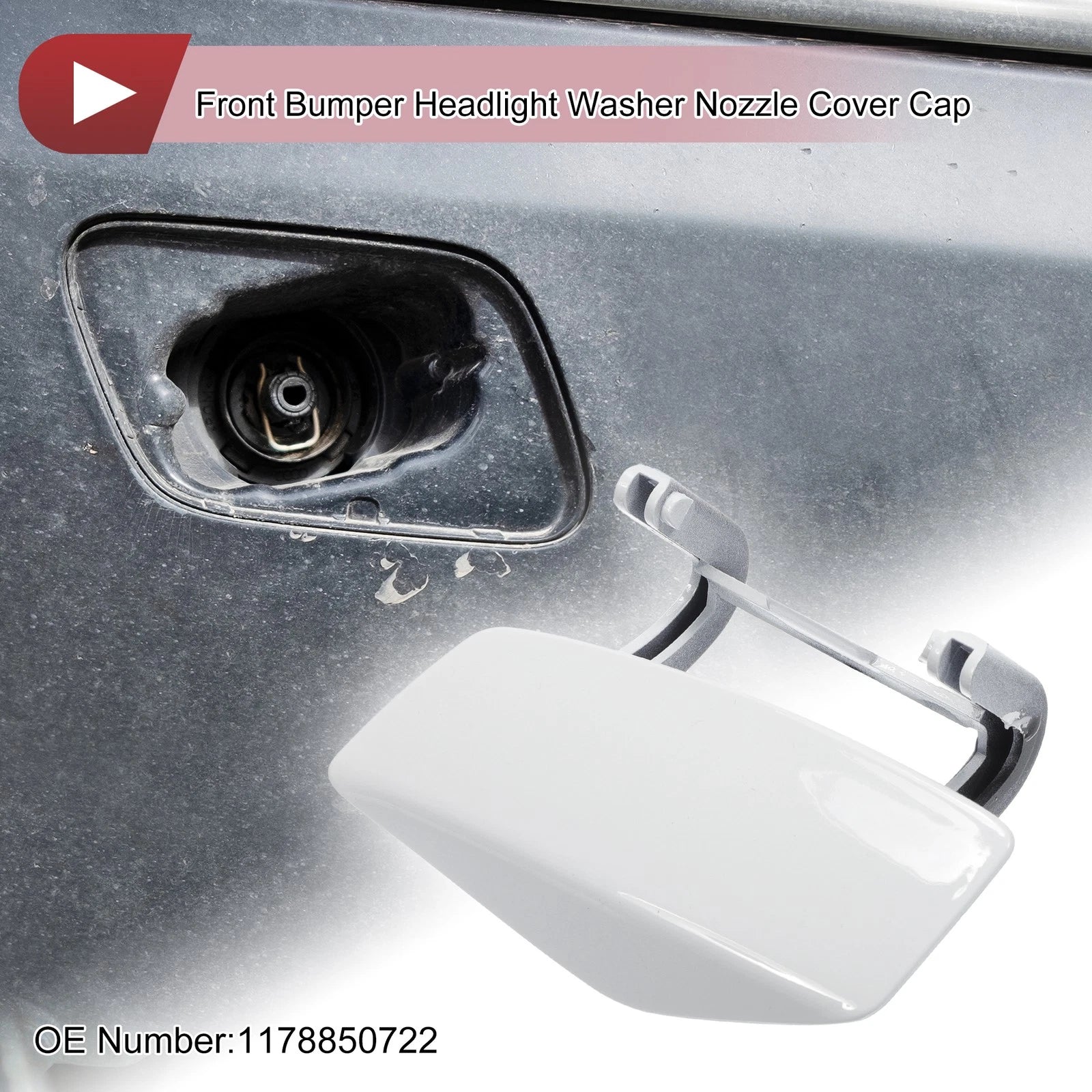 Front Left Washer Nozzle Cover Cap for Mercedes-Benz CLA250 (2014–2019) White