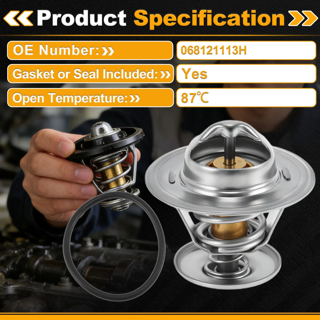 Engine Coolant Thermostat 068121113H for Audi A2 (2000–2005) with Seal
