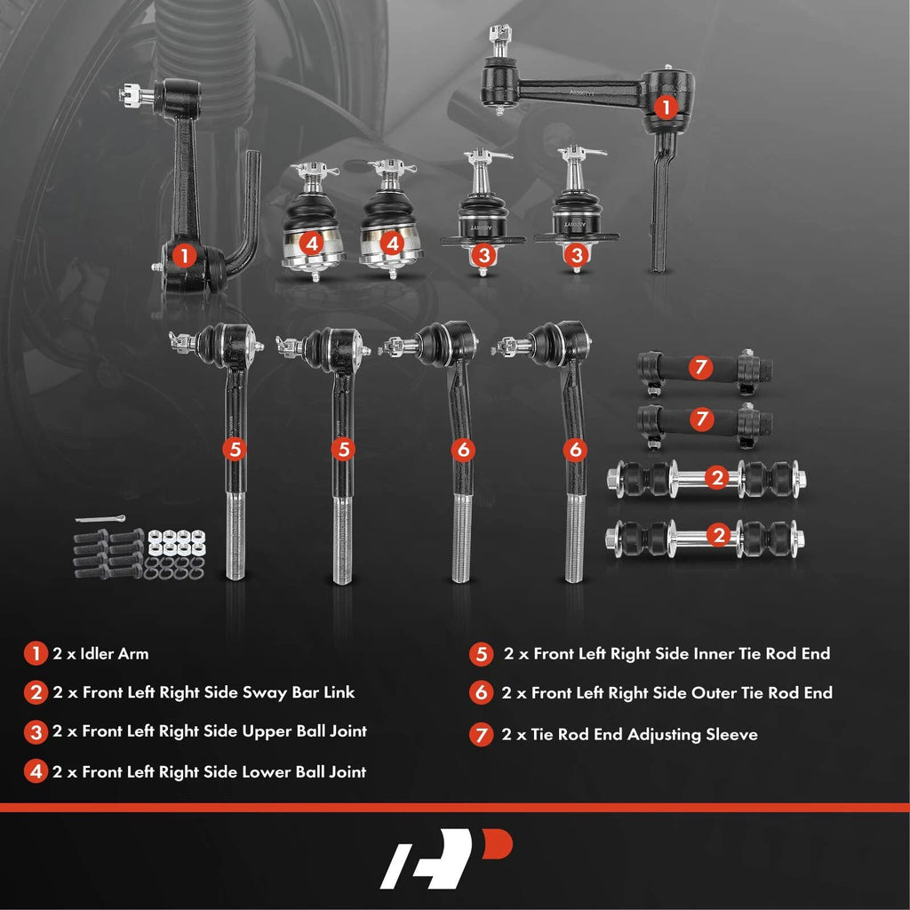 Set of 14 Front Ball Joints Sway Bar Links Tie Rods for Chevy Astro GMC Safari (1995–2005)