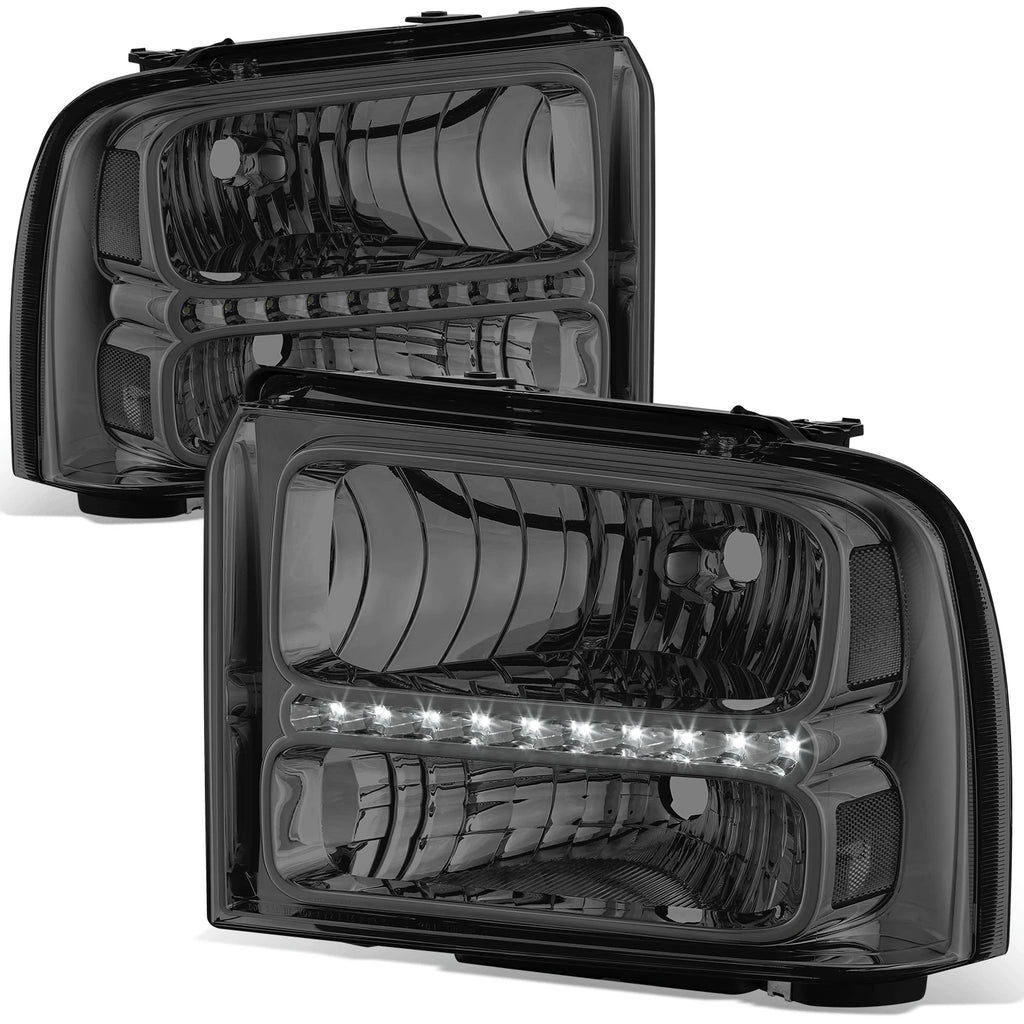3D LED Running Strip Chrome Smoke Headlight for Ford F250-550 SD (2005–2007)
