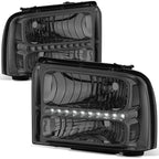 3D LED Running Strip Chrome Smoke Headlight for Ford F250-550 SD (2005–2007)