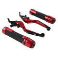 Red Extendable Brake Clutch Levers & Handlebar Grips for Suzuki GSX-S750 (2017-2023)