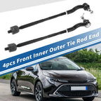 Set of 4 Front Inner Outer Tie Rod End Links for Toyota RAV4, Scion TC