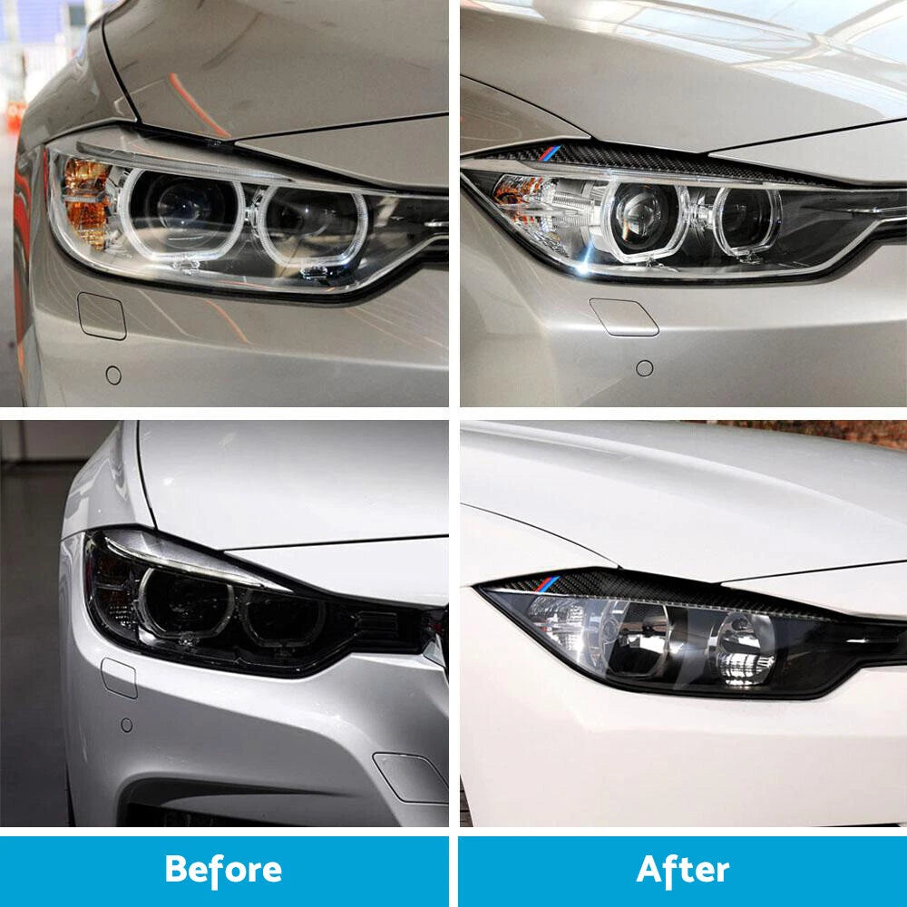 Carbon Fiber Eyelids Eyebrow Headlight Trim for BMW 3 Series F30 (2013–2018)