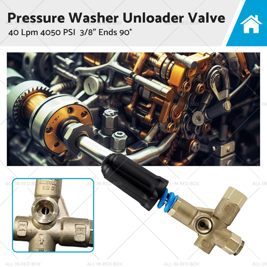Unloader Valve for Pressure Washer (40 Lpm, 4050 PSI, 90° 3/8" Ends)