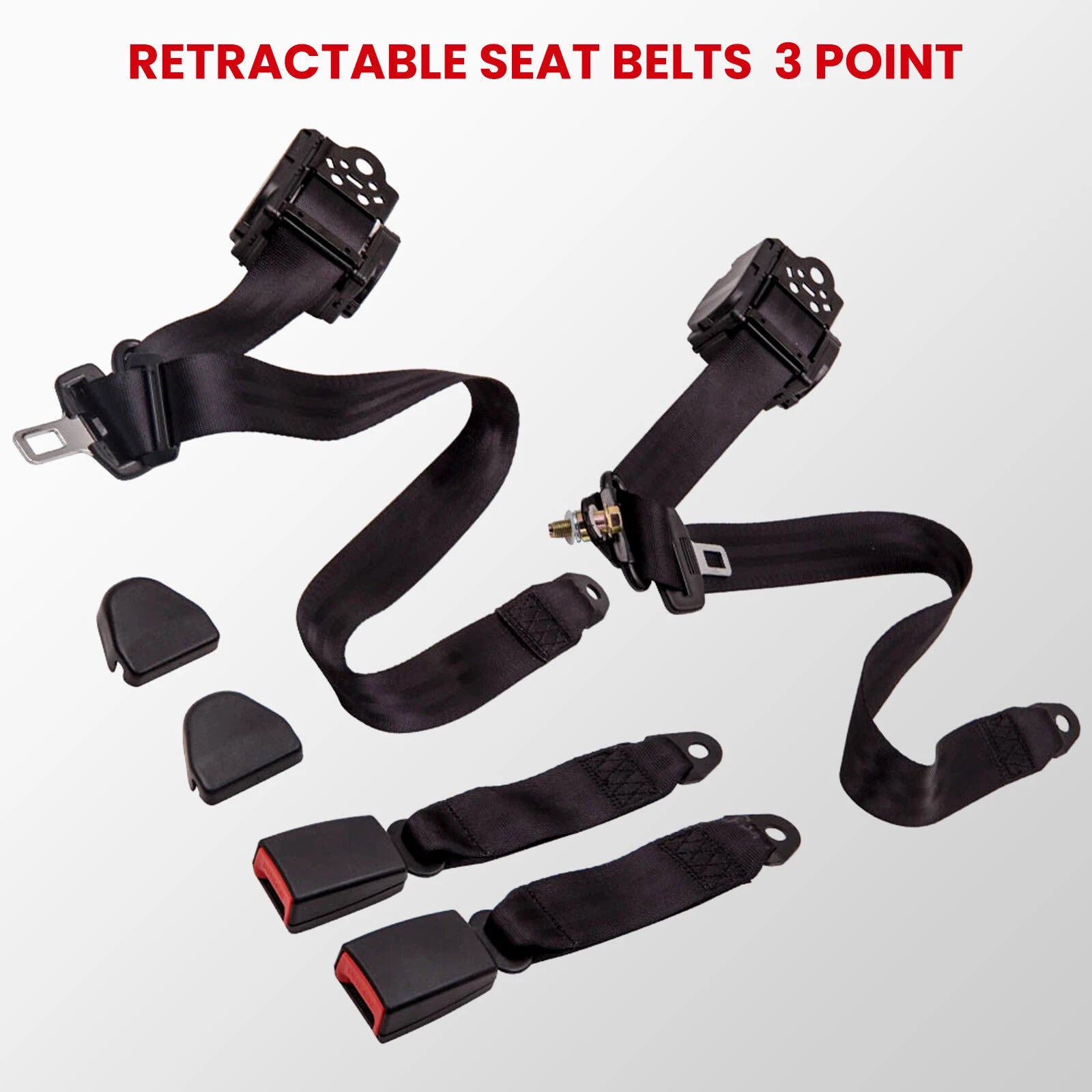 2X Retractable 3 Point Safety Seat Belts for Jeep Wrangler (1982-1995)