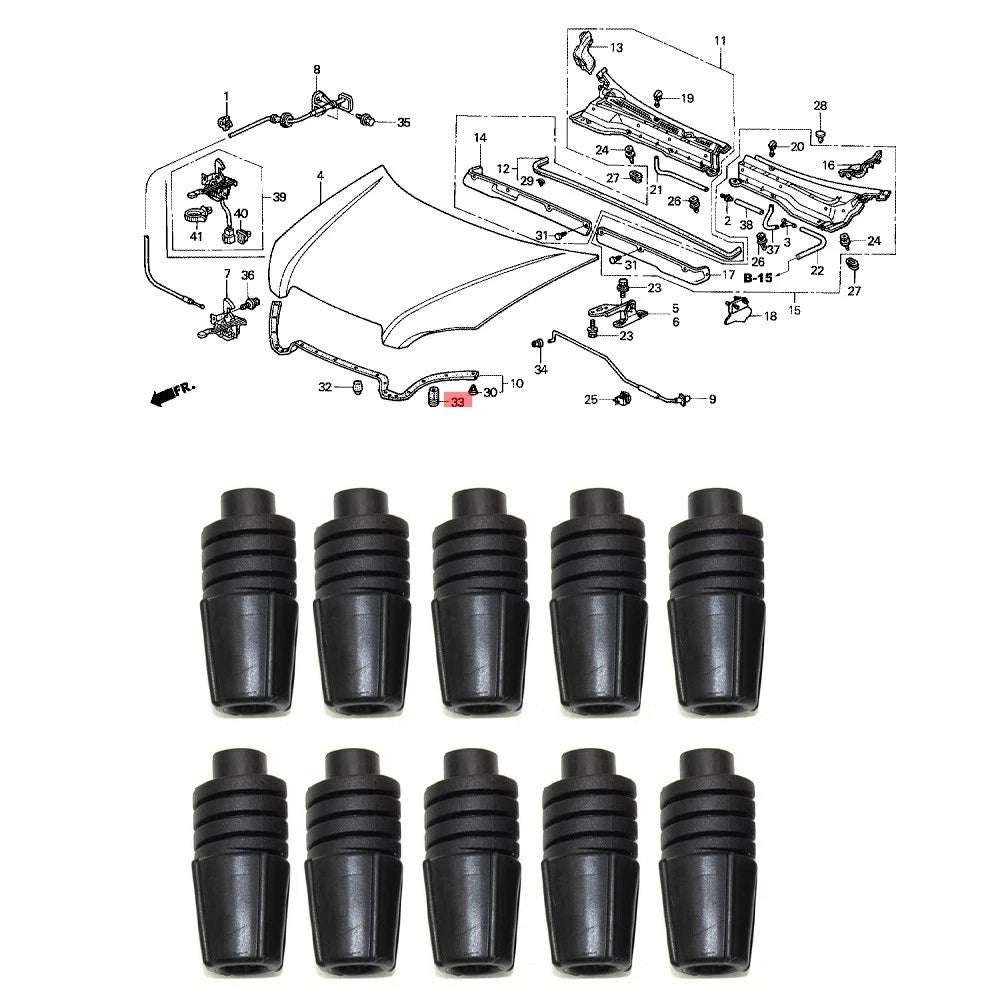 10PCS Hood Bumper Cushion 91603-S9A-003 for Honda Accord (2008–2013)