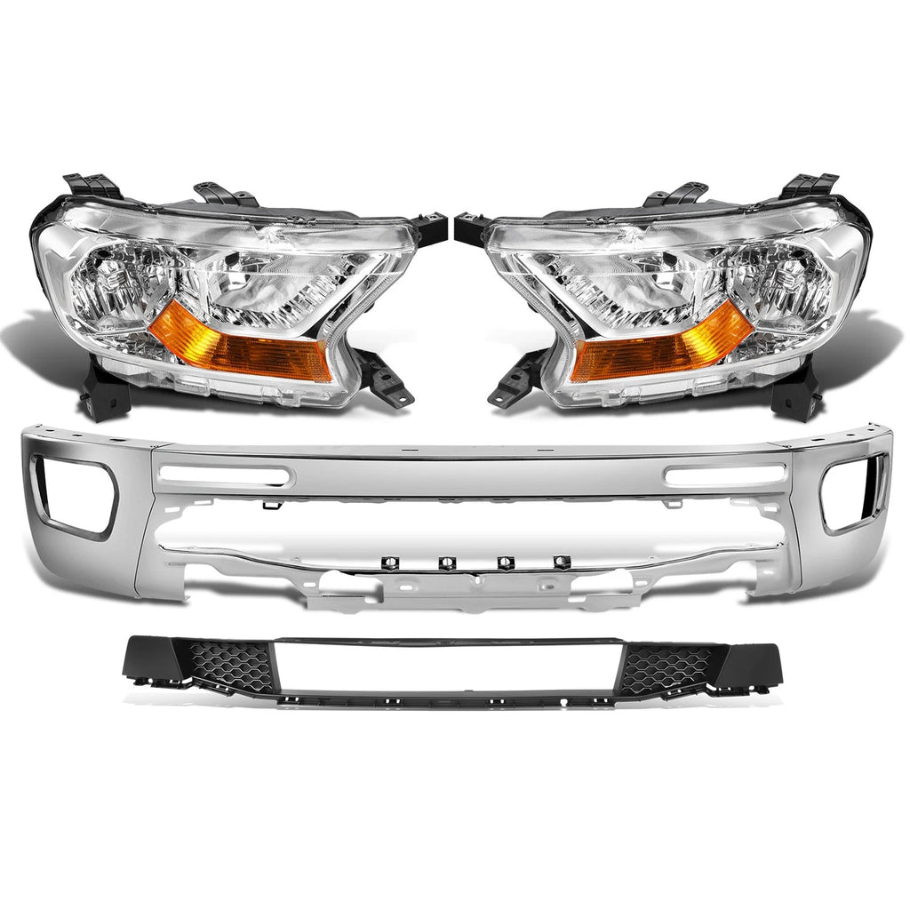 Chrome Amber Headlights Bumper with Fog Lights for Ford Ranger (2019–2023)