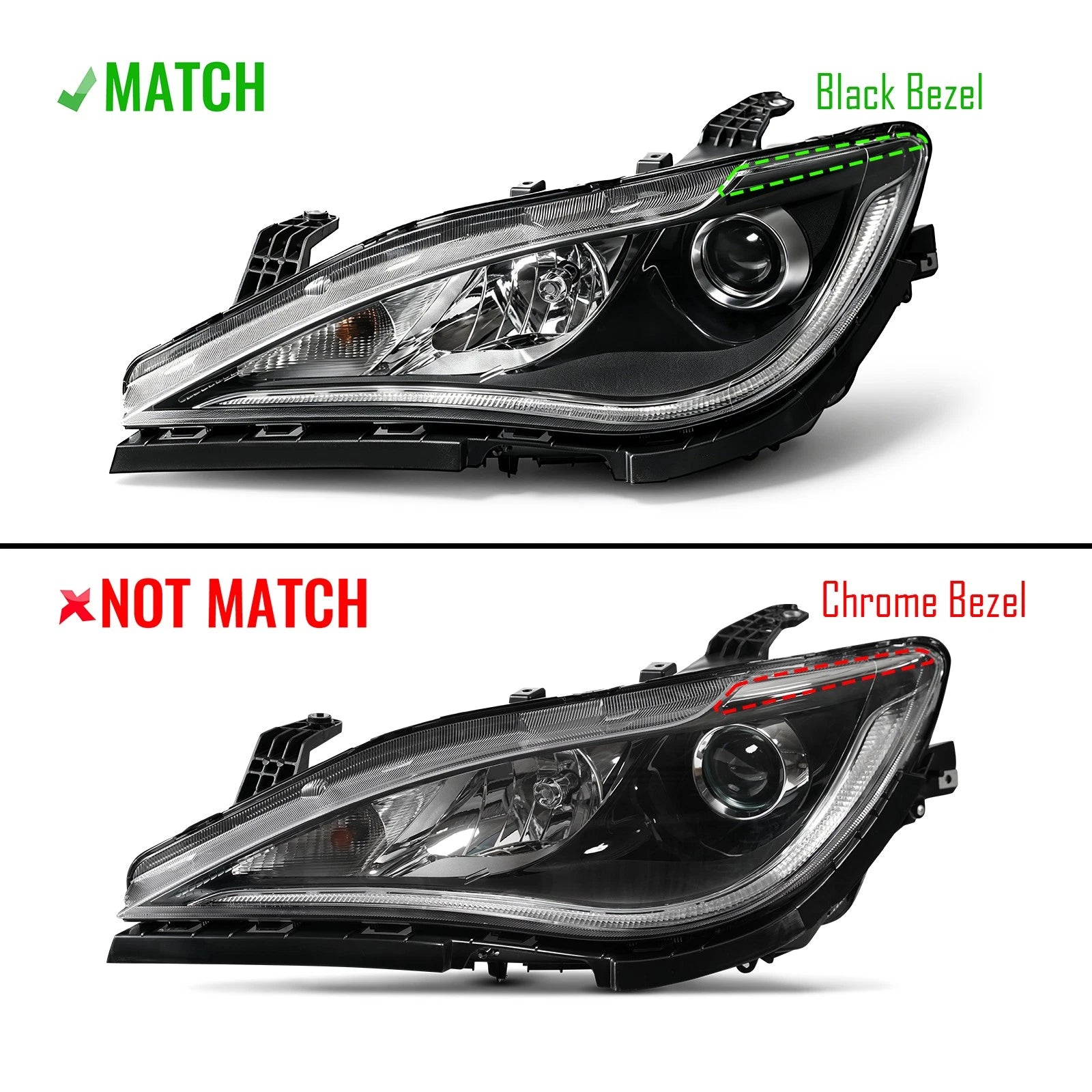 Halogen Headlight Set for Chrysler Pacifica (2017–2020) w/Bulb Black Bezel