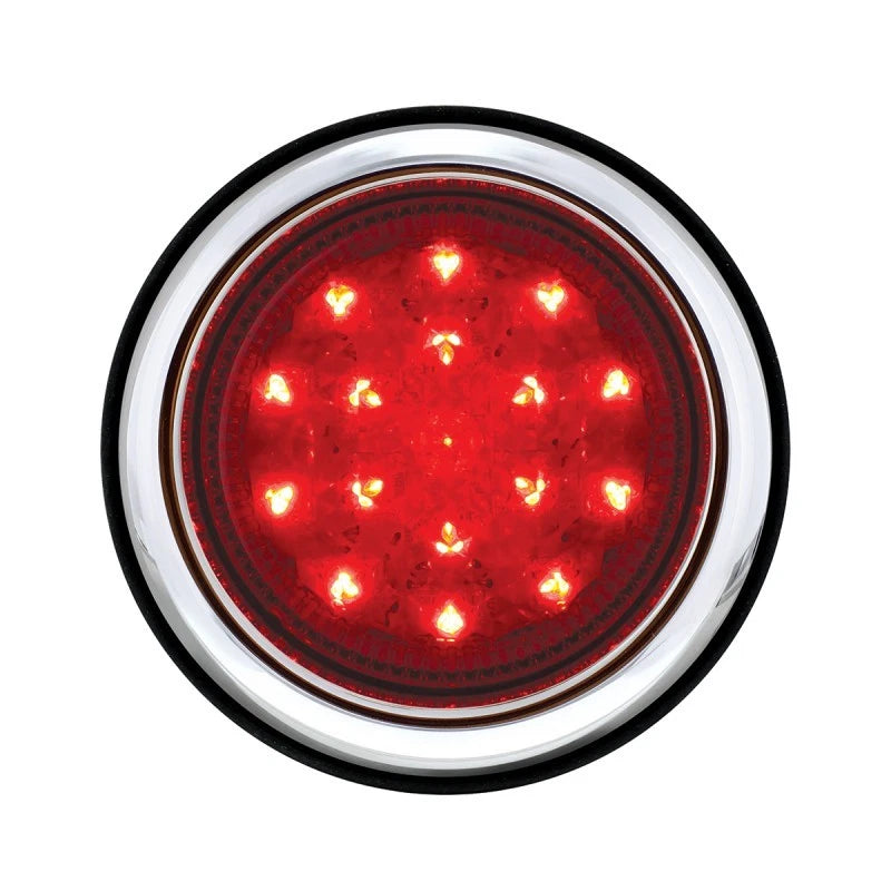 3.75 Inch Flush Fit LED Tail Lights Round Pair for Hot Rods Chrome Bezel