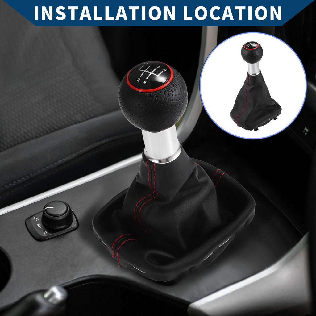 5 Speed Gear Shift Knob with Cover for Audi A3 (2000–2003) Faux Leather Black