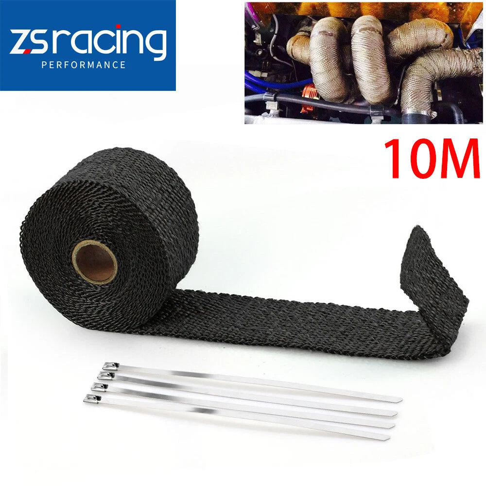 2" Black Lava Header Manifold Exhaust Heat Wrap Tape (10M/32.8FT)