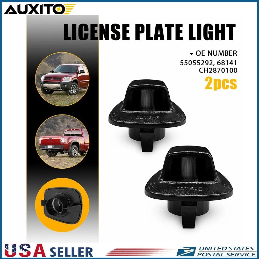 2X Black Rear Bumper License Plate Lamp Housing for Dodge Dakota (1997–2010)