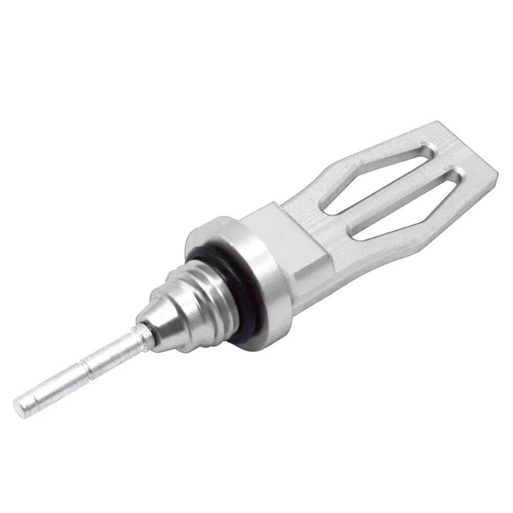 CNC Motorcycle Engine Oil Dipstick Cap Plug Level Gauge - Silver