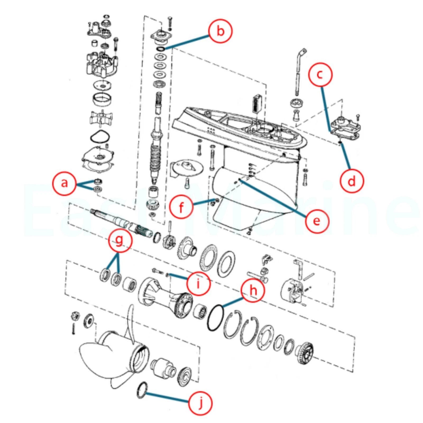 Seal Kit for Johnson Evinrude 85-90-115-140 Lower Unit Gearcase (1973–1983)