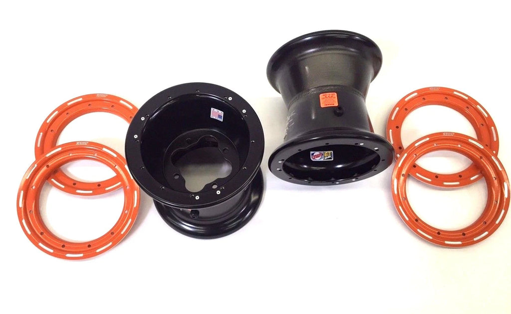 DWT G3 Orange Rear Dual Beadlock Rims Wheels 9" 9X9 4/115 for YFZ450 Banshee Raptor (2004–2023)