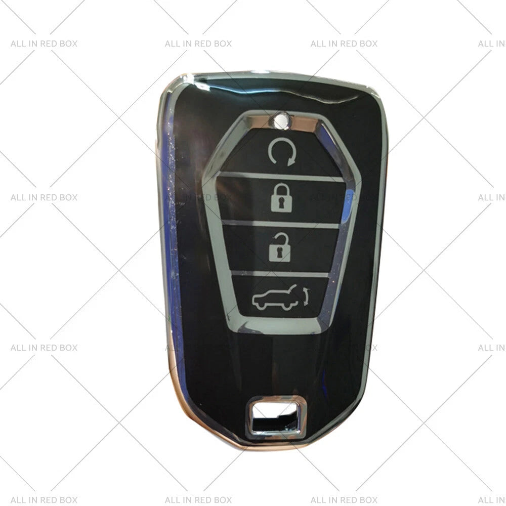 TPU Key Fob Cover for Isuzu D-MAX MU-X MUX (2012–2023) 4 Button Black