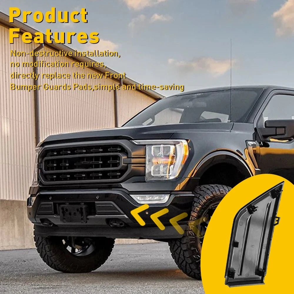 2Pcs Black Front Bumper Corner Panel Cover Trim for Ford F150 (2021-2023)