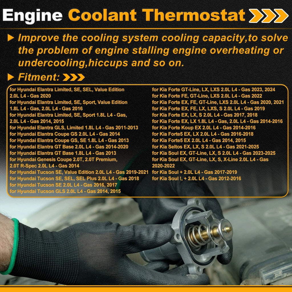 Engine Coolant Thermostat 255002E000 for Hyundai Elantra (2011–2016, 2020–2022)