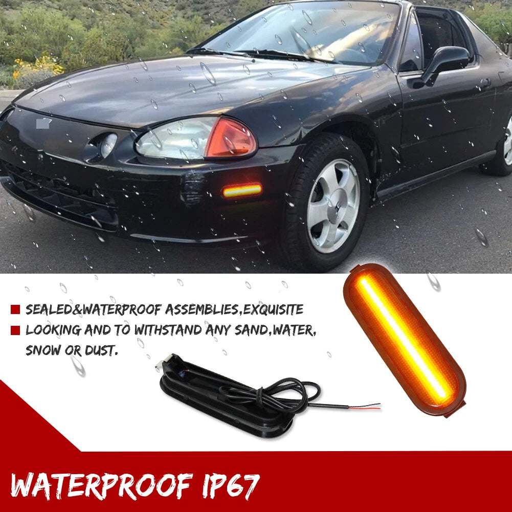 2X Smoke Amber LED Side Marker Lights for Honda Del Sol (1993–1997)
