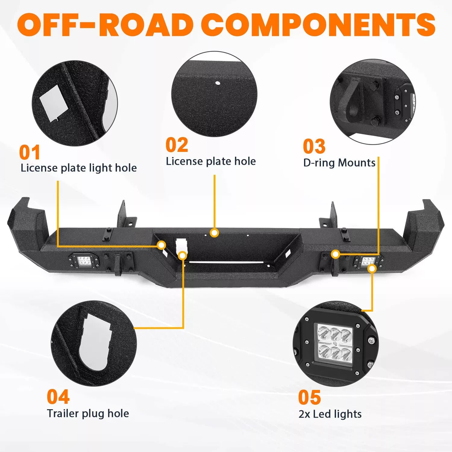 Front & Rear Step Bumper with Lights for Toyota Tacoma (2016–2023)