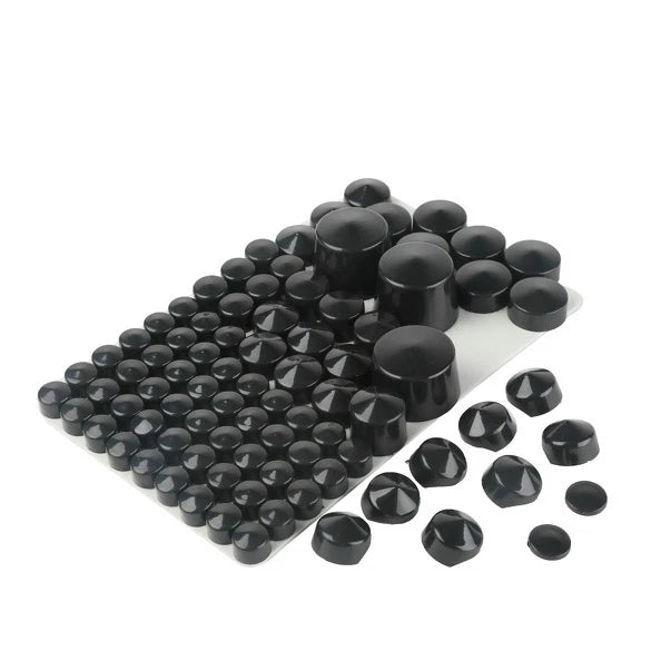 Set of 4 Black/Chrome Bolt Toppers Caps for Harley Softail Twin Cam (1984–2006)
