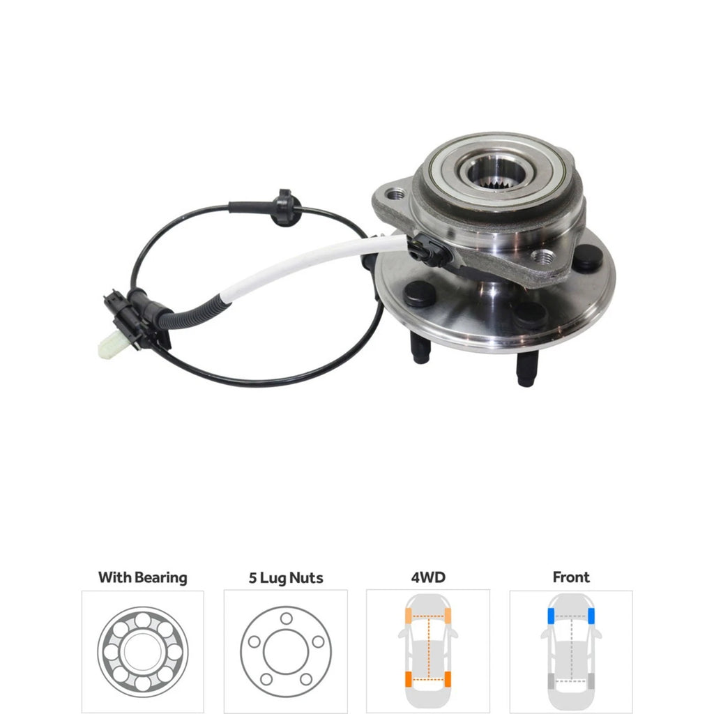 Wheel Hubs for Ford Ranger (2009–2011) Front Left & Right with Bearing & Sensor