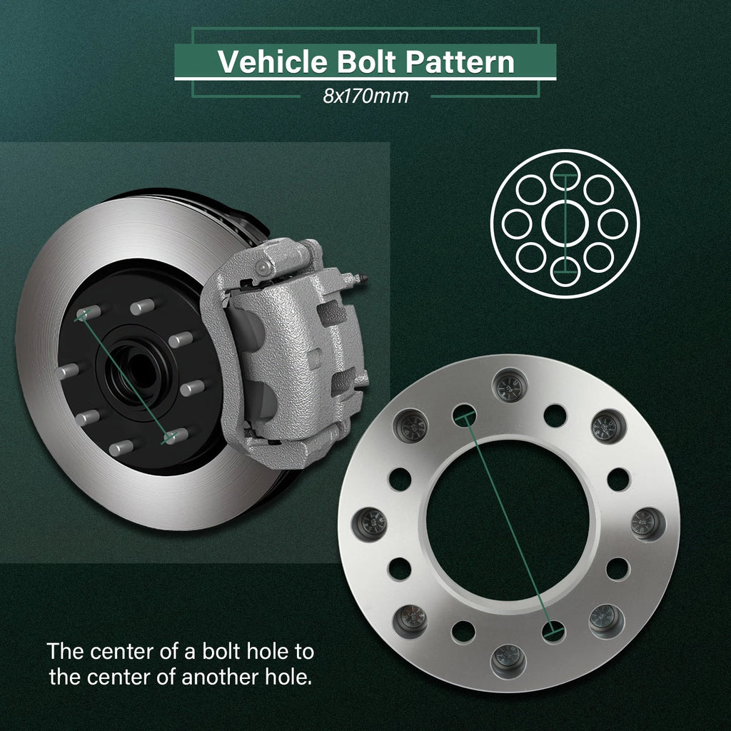 4X 2" Wheel Adapters 8x170 to 8x200 14x1.5 for Ford F250 Super Duty (2003–2022)