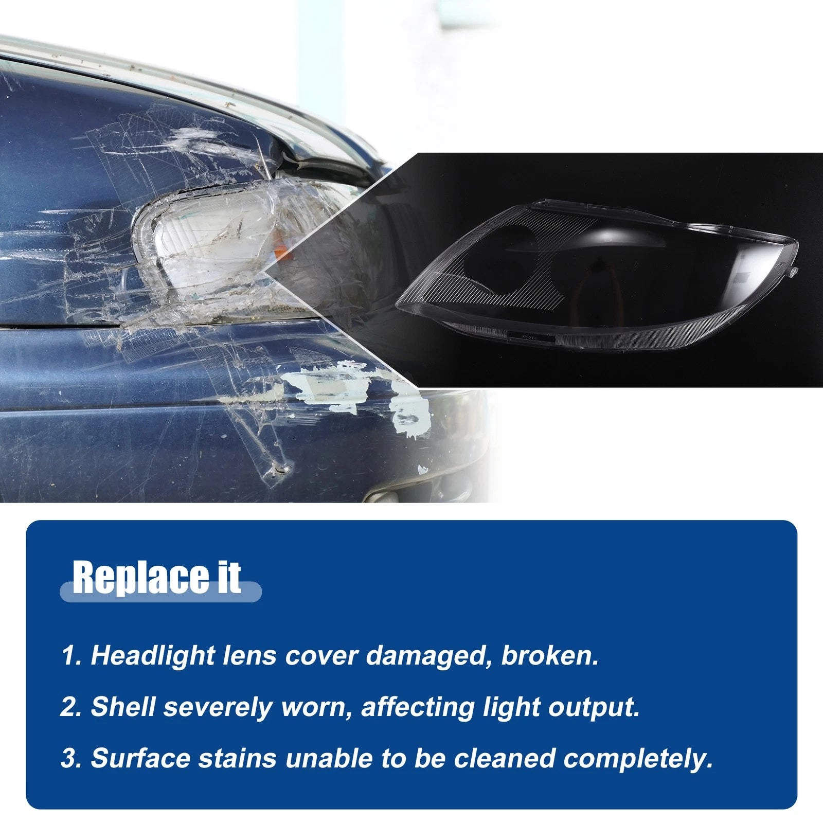Pair Headlight Clear Lens Shell Cover for BMW Z4 (2003–2008) No. 63127165714