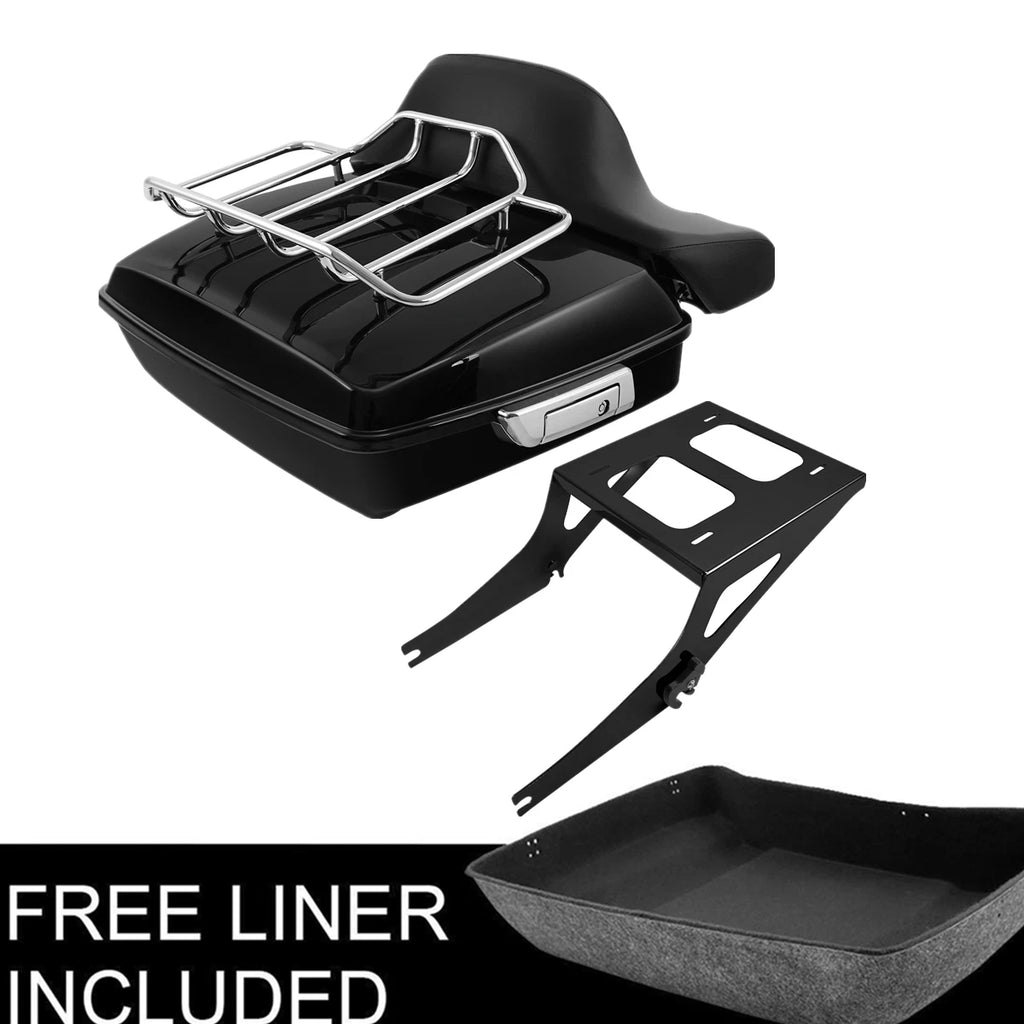 Chopped Trunk Two Up Mount Rack Backrest Pad for Harley Fat Boy (2008–2016)