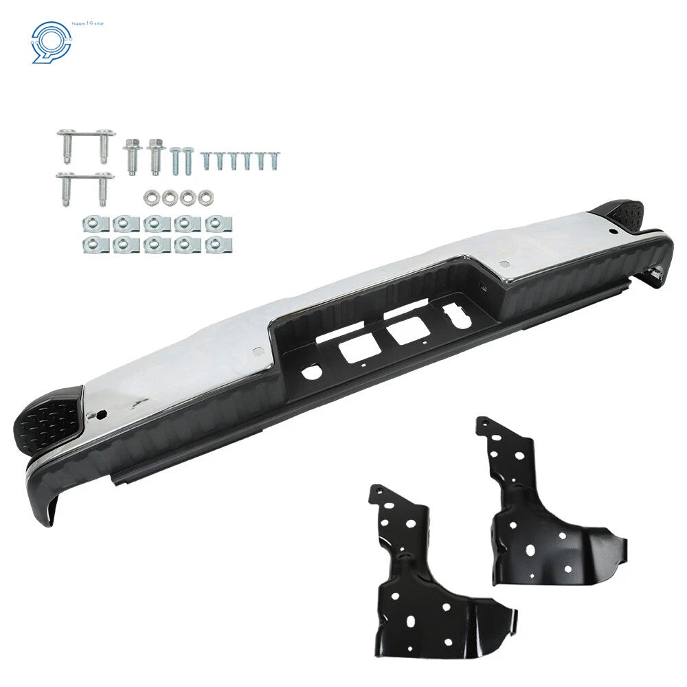 Chrome Rear Step Bumper for Chevy Silverado GMC Sierra 1500 (2014–2018)