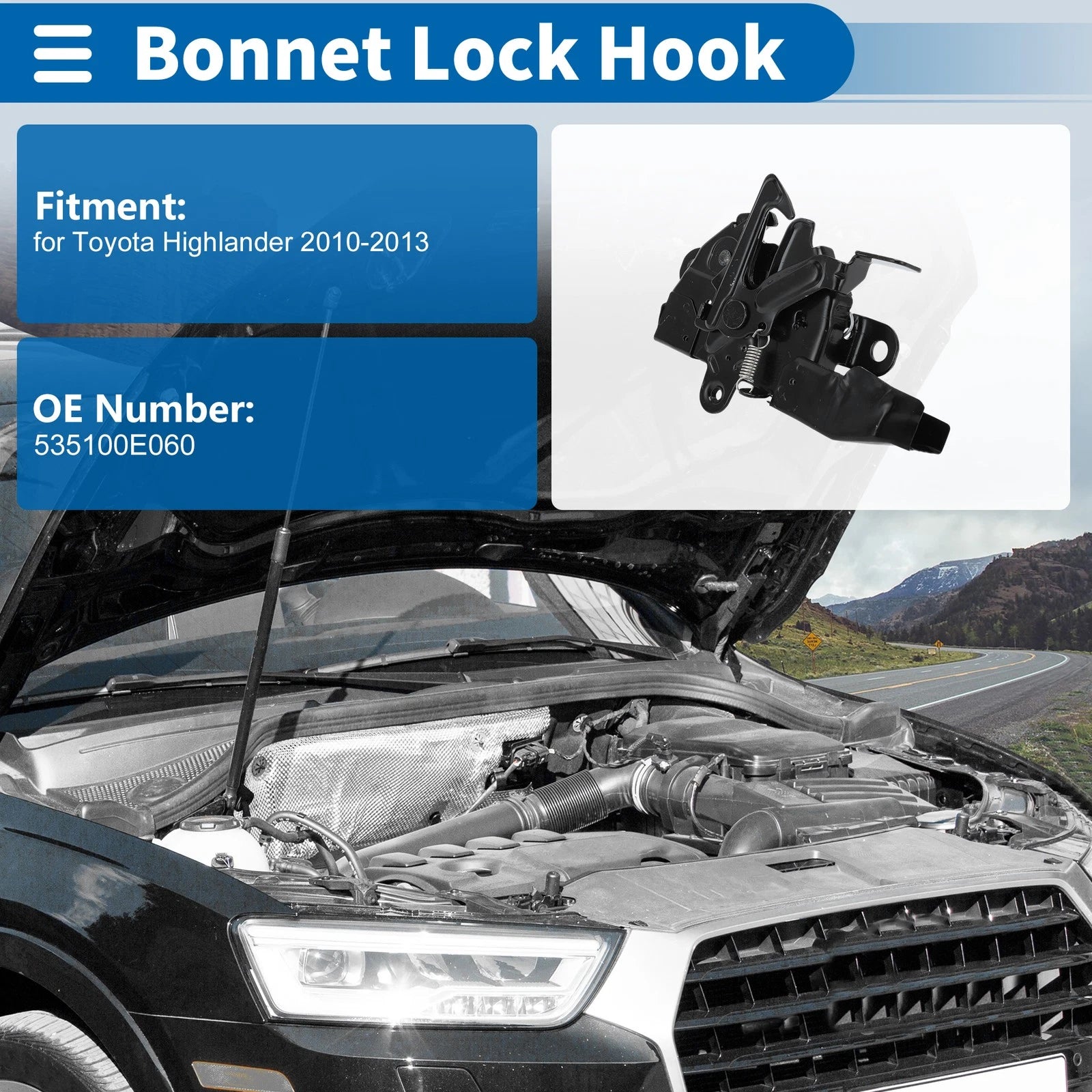 Hood Latch Assembly for Toyota Highlander (2010–2013) No. 535100E060
