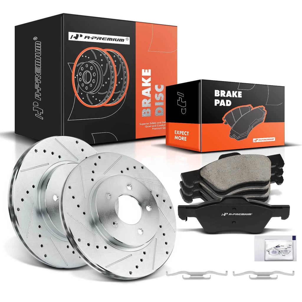 Front Drilled Rotors & Ceramic Brake Pads for Ford Escape (2005–2012)