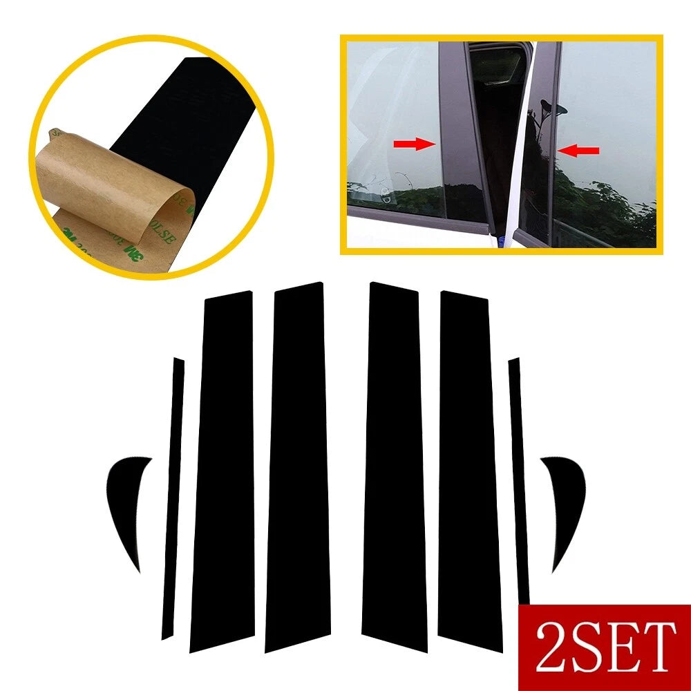 Set of 8 Black Door Window Pillar Post Covers for Toyota Camry (2018–2021)