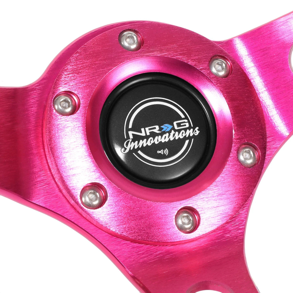 350mm 3" Dish Steering Wheel for NRG (Fuschia Suede, 6 Bolts)