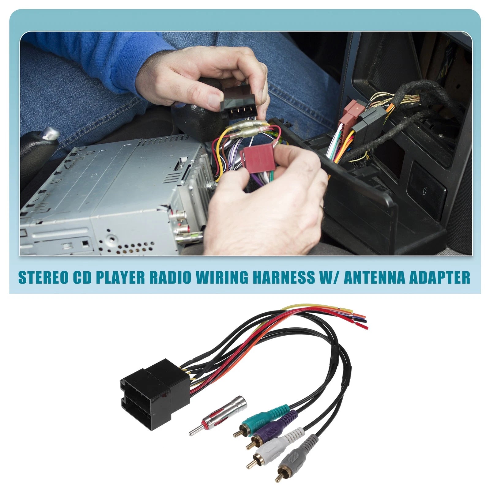 Set of 1 Stereo CD Player Radio Wiring Harness with Antenna Adapter for Land Rover 