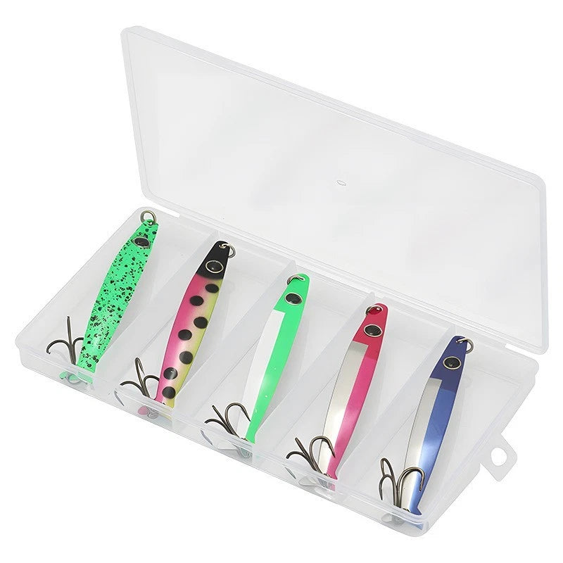 5pcs Metal Fishing Lures Pack for Bass Trout (Long Casting)