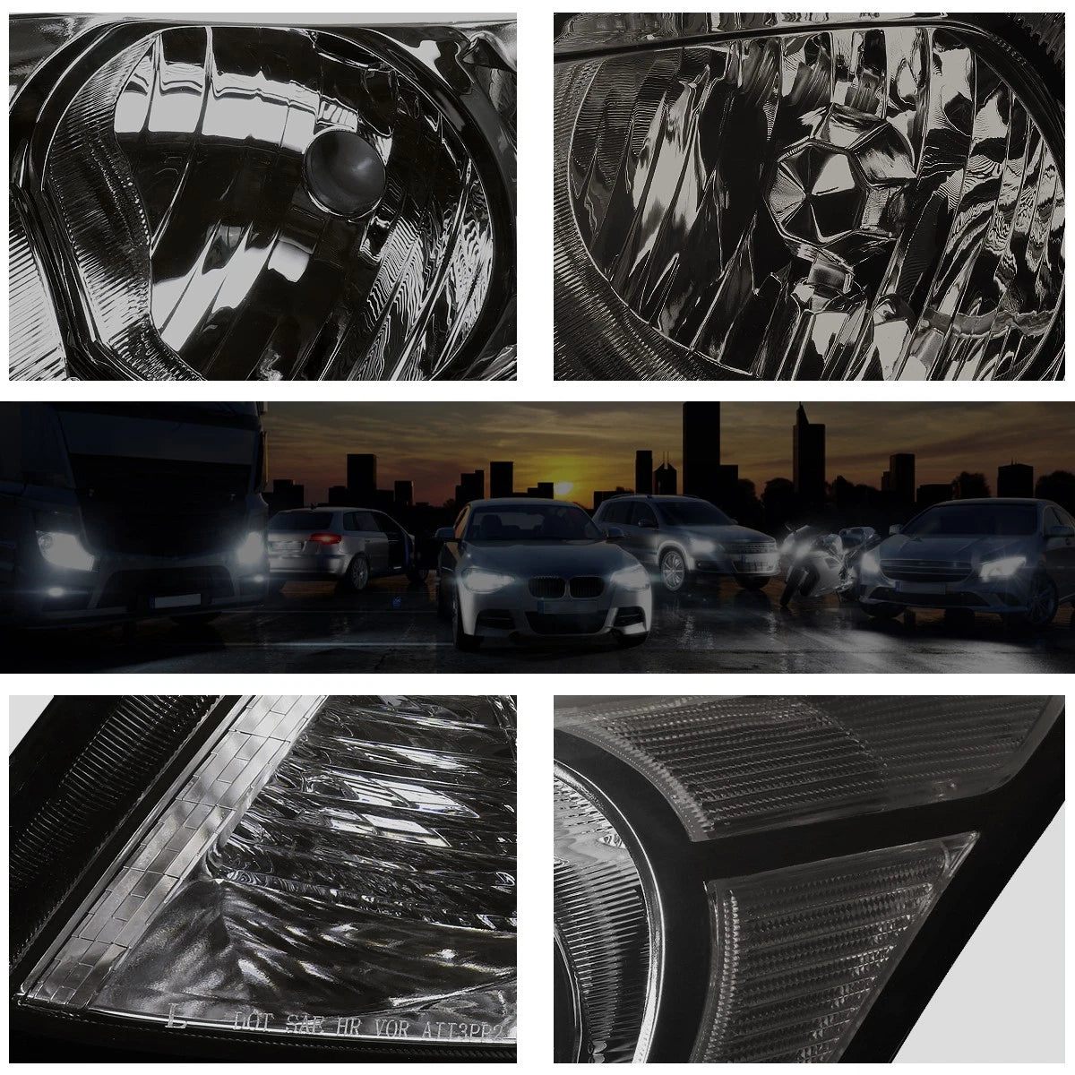 Headlight Lamp Set for Honda Accord Sedan (2008–2012) Smoked Housing Clear Corner