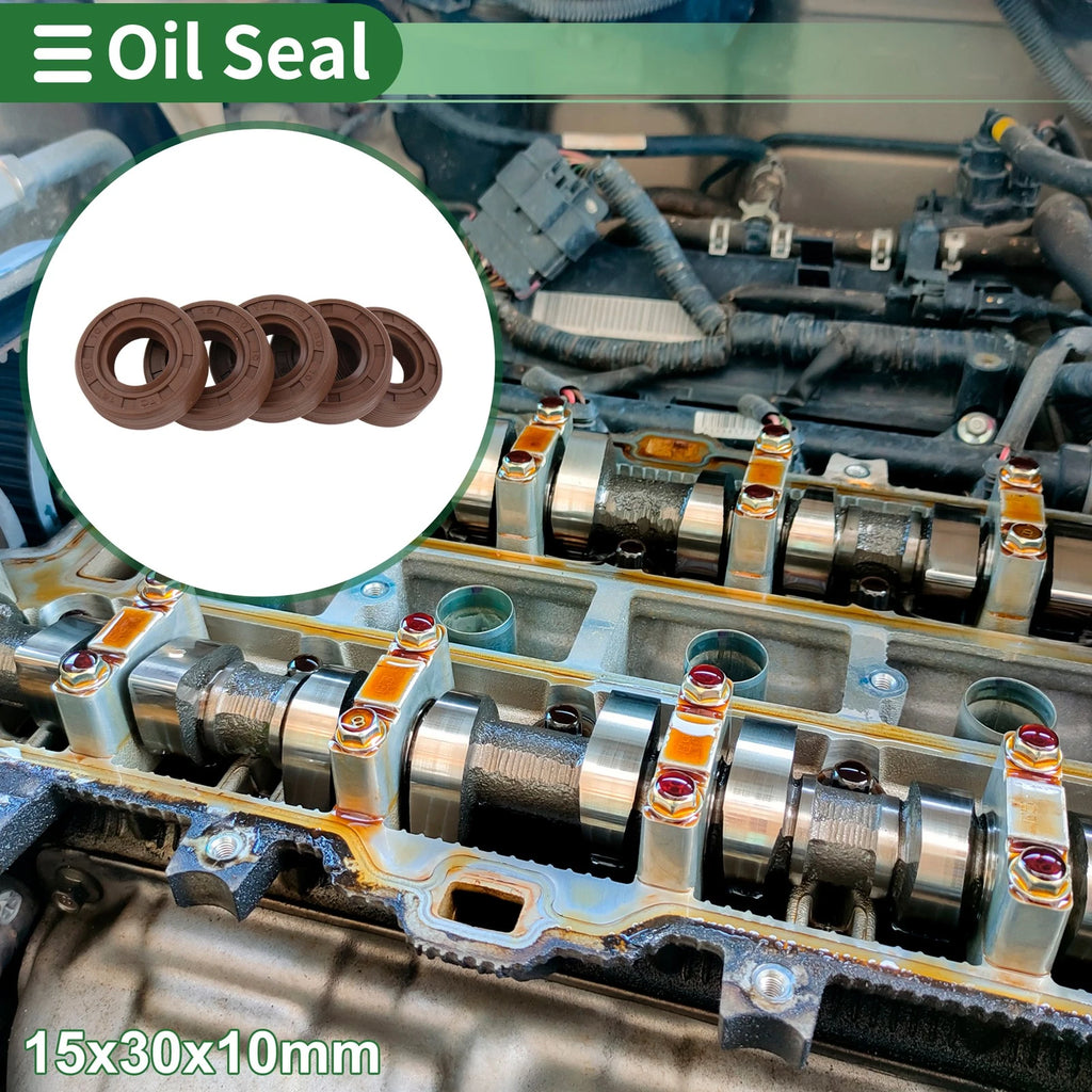Oil Seal FKM Rubber 15x30x10mm for Various Models (5 Pcs)