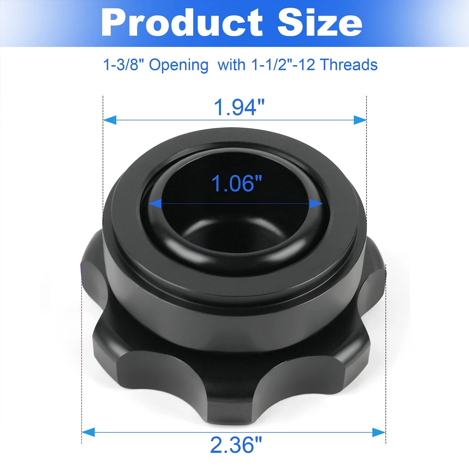 Black Fill Plug Cap & Aluminum Bung Kit for (1-3/8" Opening)