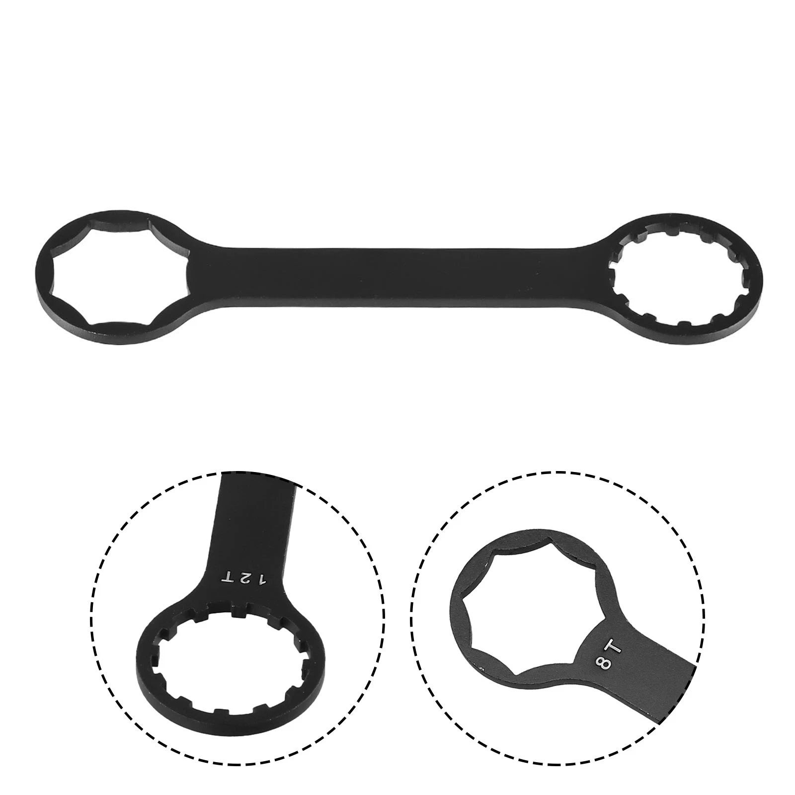 Fork Wrench for Bike (1 Pcs) 152mm x 38mm x 3mm Aluminum Alloy Black